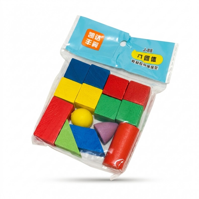 Set 14 forme geometrice din lemn pentru constructie copii Adison